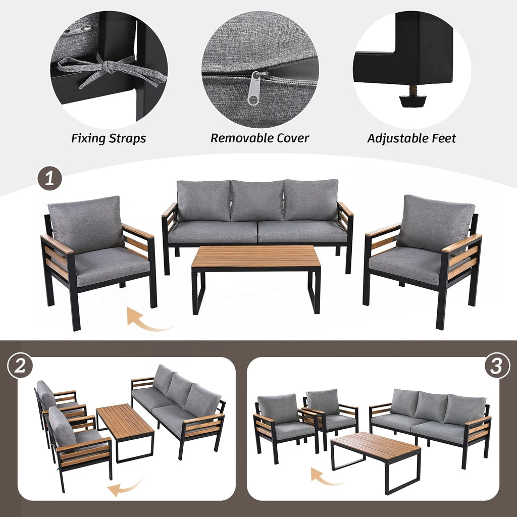 Ensemble de canapé de jardin 4 pièces
