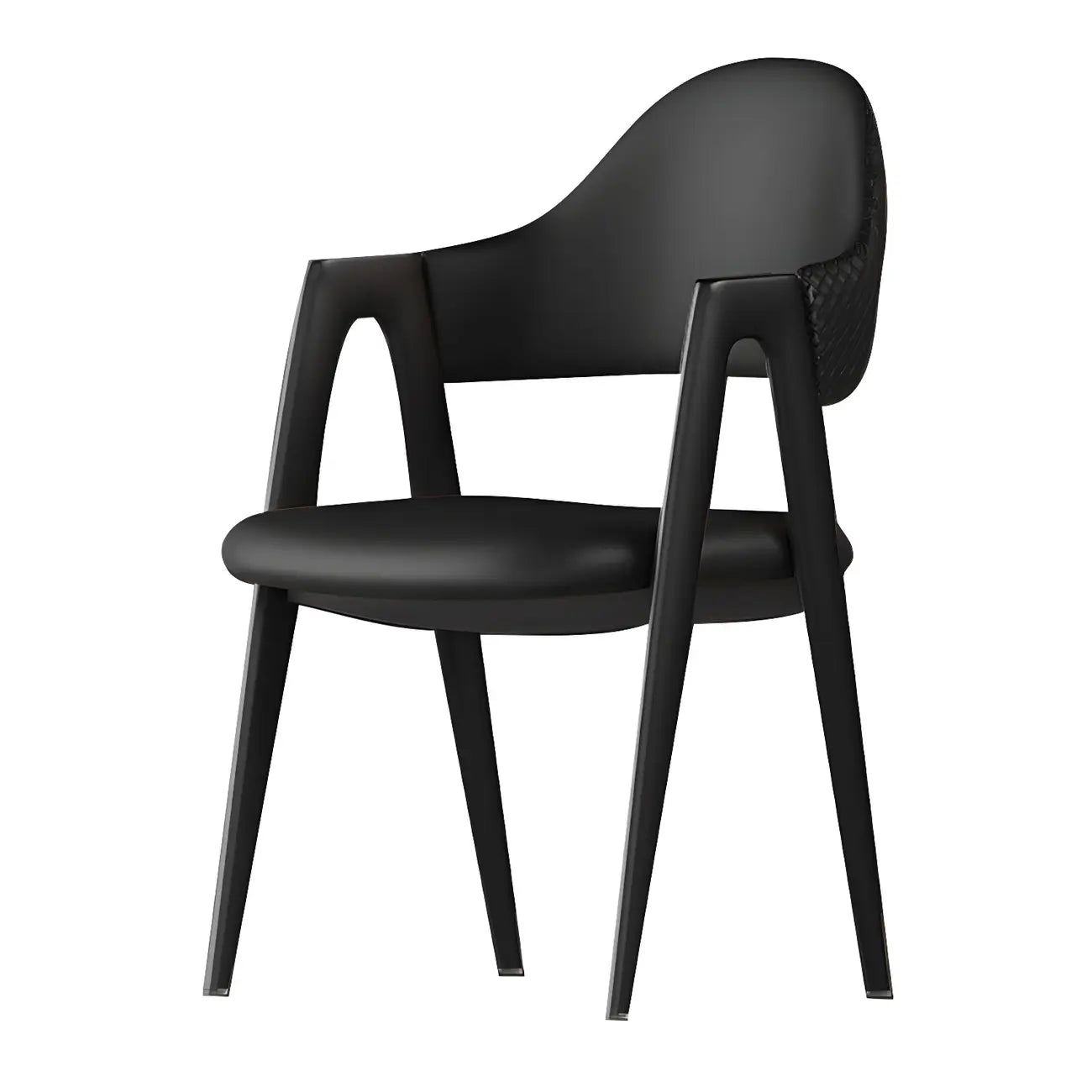 Chaise de salle à manger moderne en cuir à dossier ouvert et incurvé avec accoudoirs