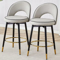 Lot de 2 tabourets de bar pivotants modernes avec dossier rembourré en PU et pieds en métal, pour salle à manger, salon et terrasse