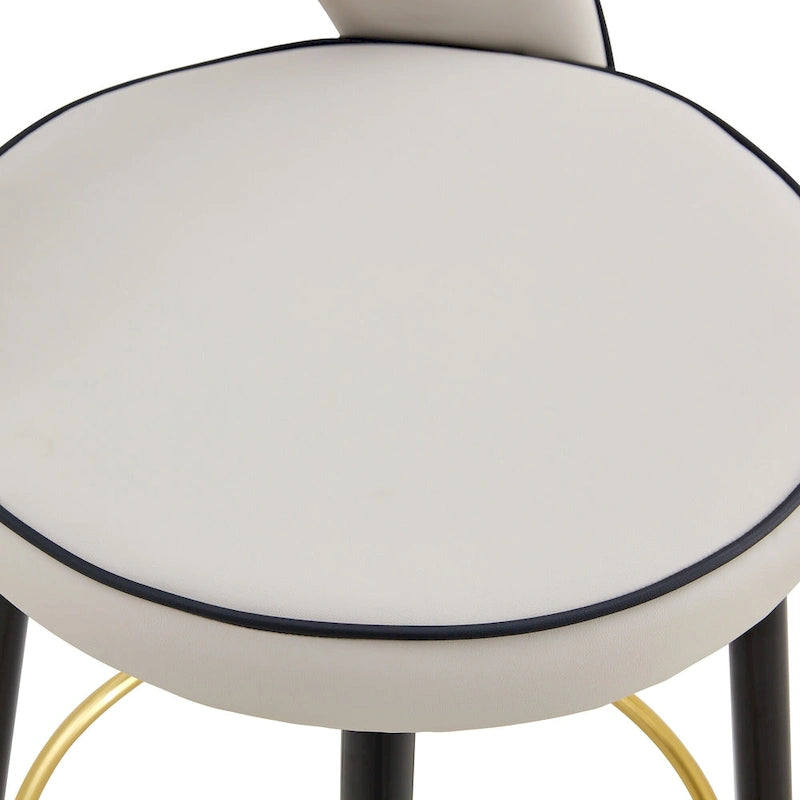 Lot de 2 tabourets de bar pivotants modernes avec dossier rembourré en PU et pieds en métal, pour salle à manger, salon et terrasse