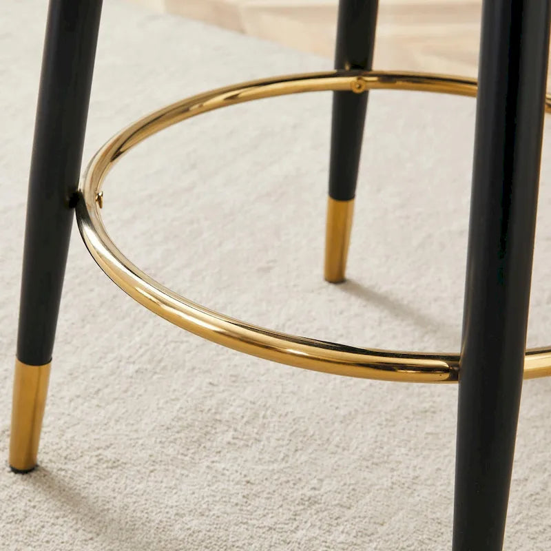 Lot de 2 tabourets de bar pivotants modernes avec dossier rembourré en PU et pieds en métal, pour salle à manger, salon et terrasse