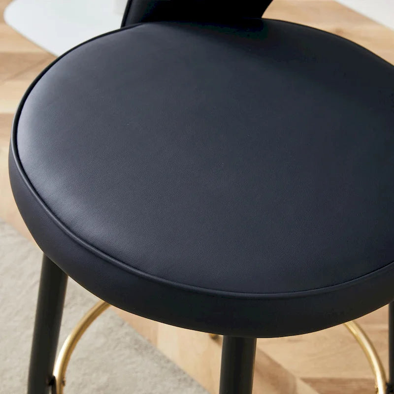 Lot de 2 tabourets de bar pivotants modernes avec dossier rembourré en PU et pieds en métal, pour salle à manger, salon et terrasse