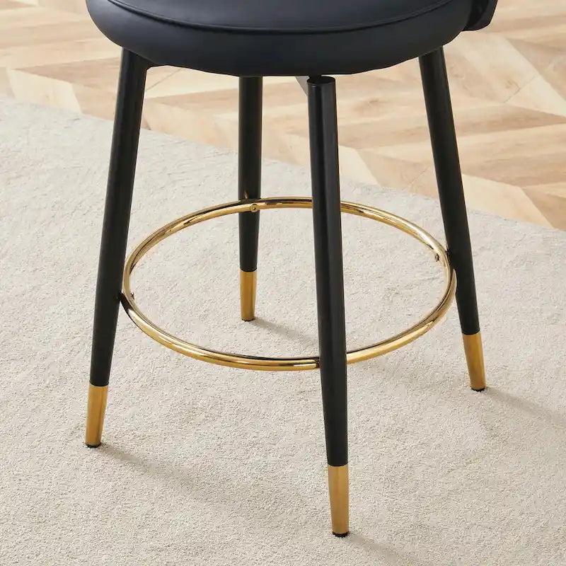 Lot de 2 tabourets de bar pivotants modernes avec dossier rembourré en PU et pieds en métal, pour salle à manger, salon et terrasse