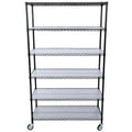 Étagère métallique ajustable à 6 niveaux sur roues – Noir / Blanc / Chrome – 6000 lb, 2 personnes
