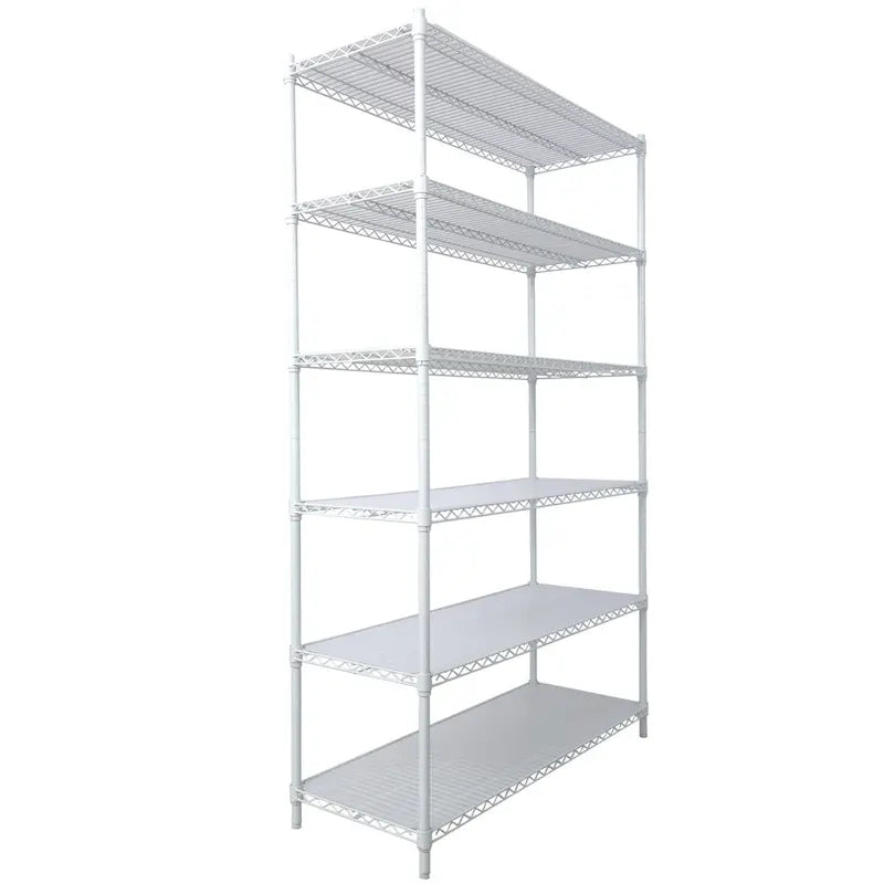 Étagère métallique ajustable à 6 niveaux sur roues – Noir / Blanc / Chrome – 6000 lb, 2 personnes