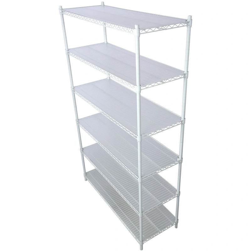 Étagère métallique ajustable à 6 niveaux sur roues – Noir / Blanc / Chrome – 6000 lb, 2 personnes