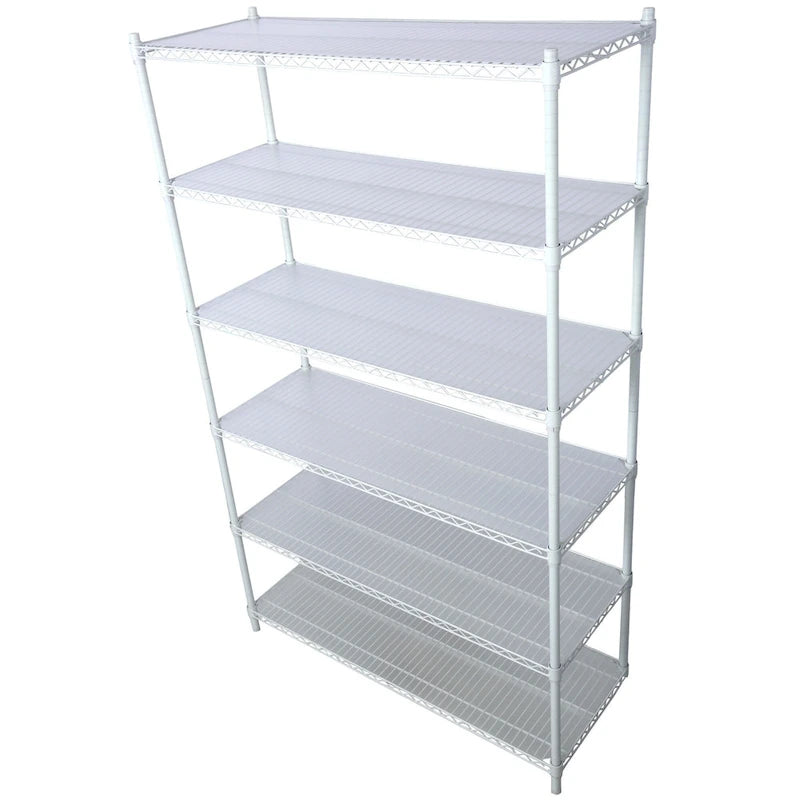 Étagère métallique ajustable à 6 niveaux sur roues – Noir / Blanc / Chrome – 6000 lb, 2 personnes