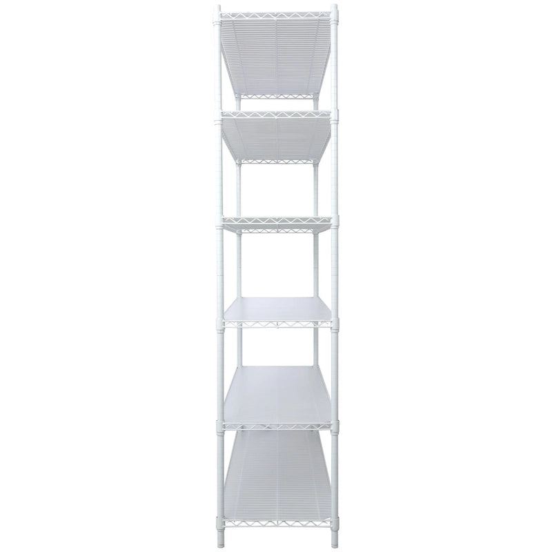 Étagère métallique ajustable à 6 niveaux sur roues – Noir / Blanc / Chrome – 6000 lb, 2 personnes
