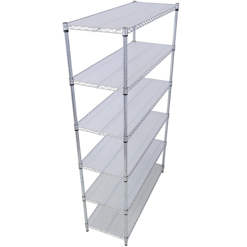 Étagère métallique ajustable à 6 niveaux sur roues – Noir / Blanc / Chrome – 6000 lb, 2 personnes