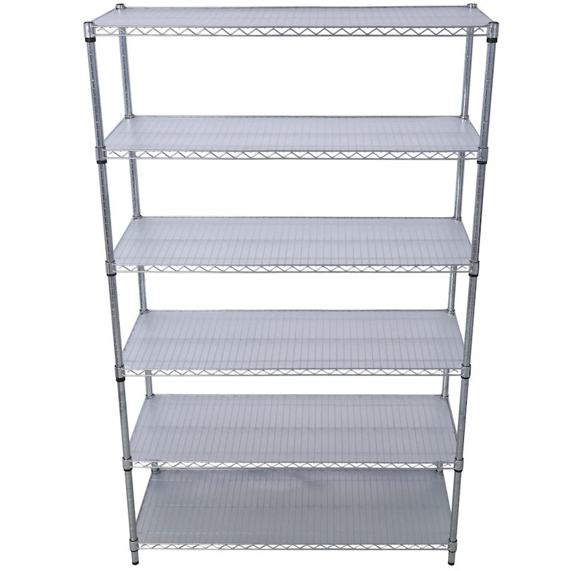 Étagère métallique ajustable à 6 niveaux sur roues – Noir / Blanc / Chrome – 6000 lb, 2 personnes