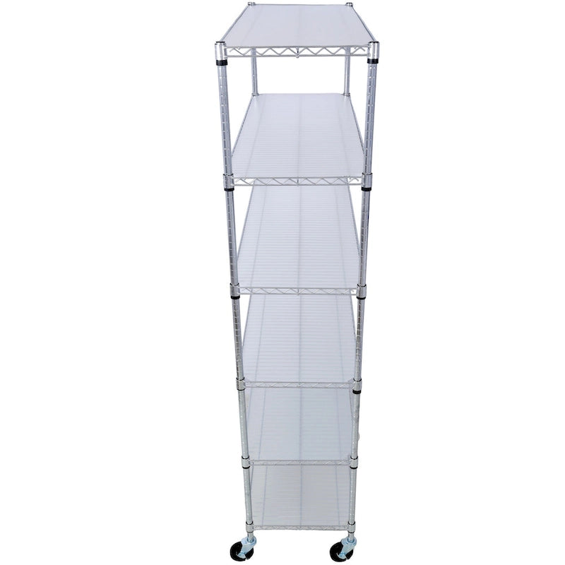 Étagère métallique ajustable à 6 niveaux sur roues – Noir / Blanc / Chrome – 6000 lb, 2 personnes
