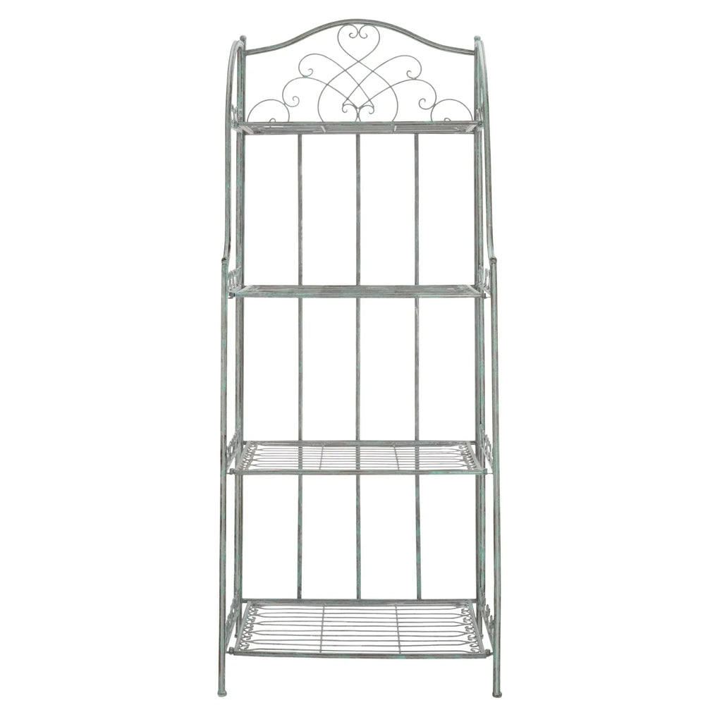 SAFAVIEH Bryn Étagère de boulanger d'extérieur victorienne en fer forgé à 4 niveaux - 63,5 cm l x 38,1 cm P x 160 cm H - 25L x 15P x 63H