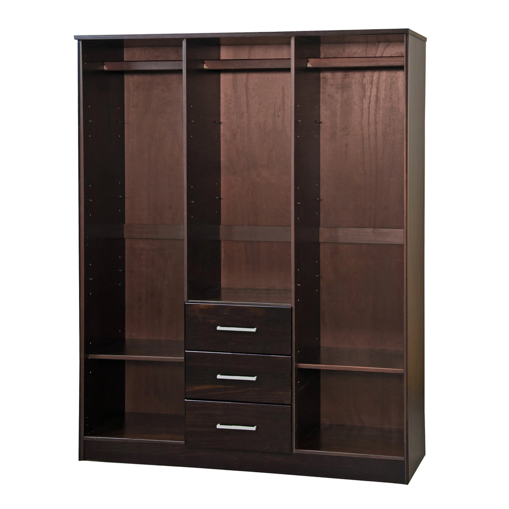 Palace Imports Armoire Cosmo 3 portes 100 % bois massif avec portes en bois massif ou portes miroir