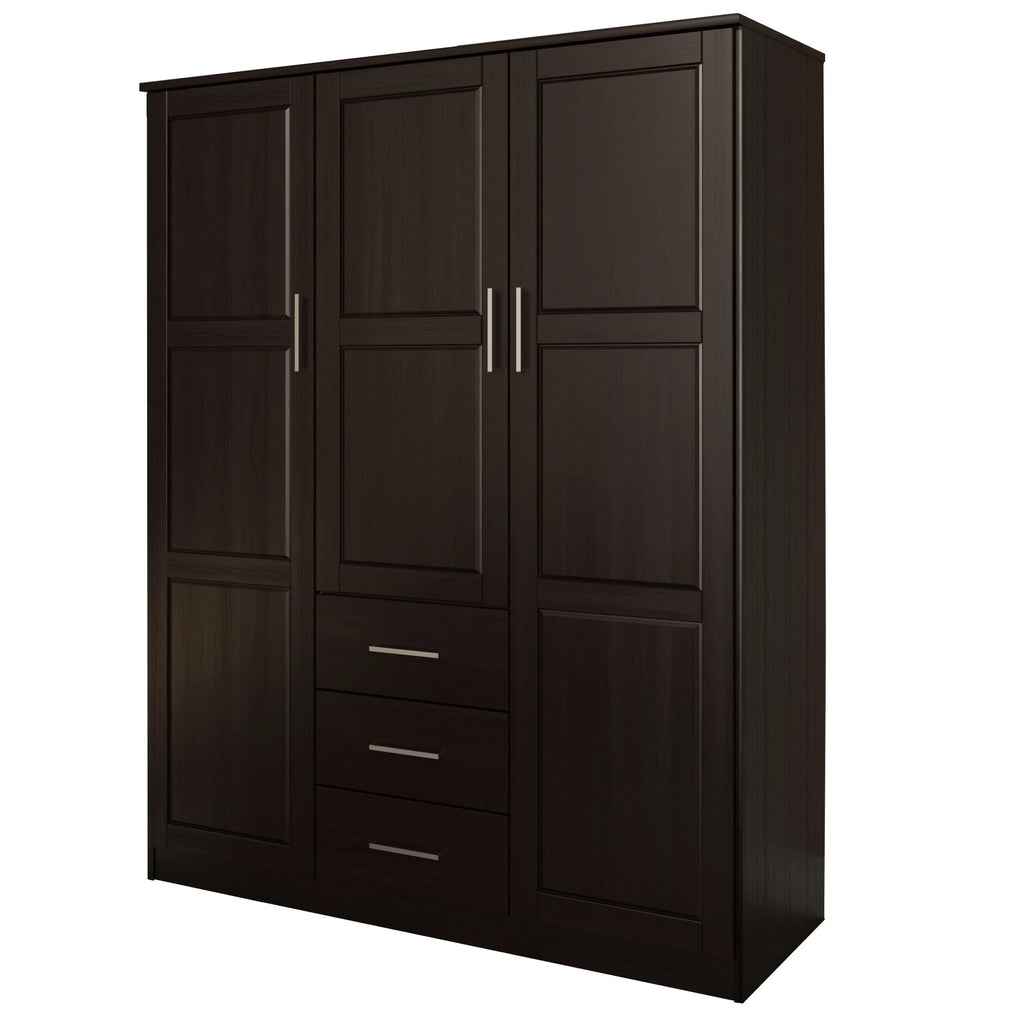 Palace Imports Armoire Cosmo 3 portes 100 % bois massif avec portes en bois massif ou portes miroir
