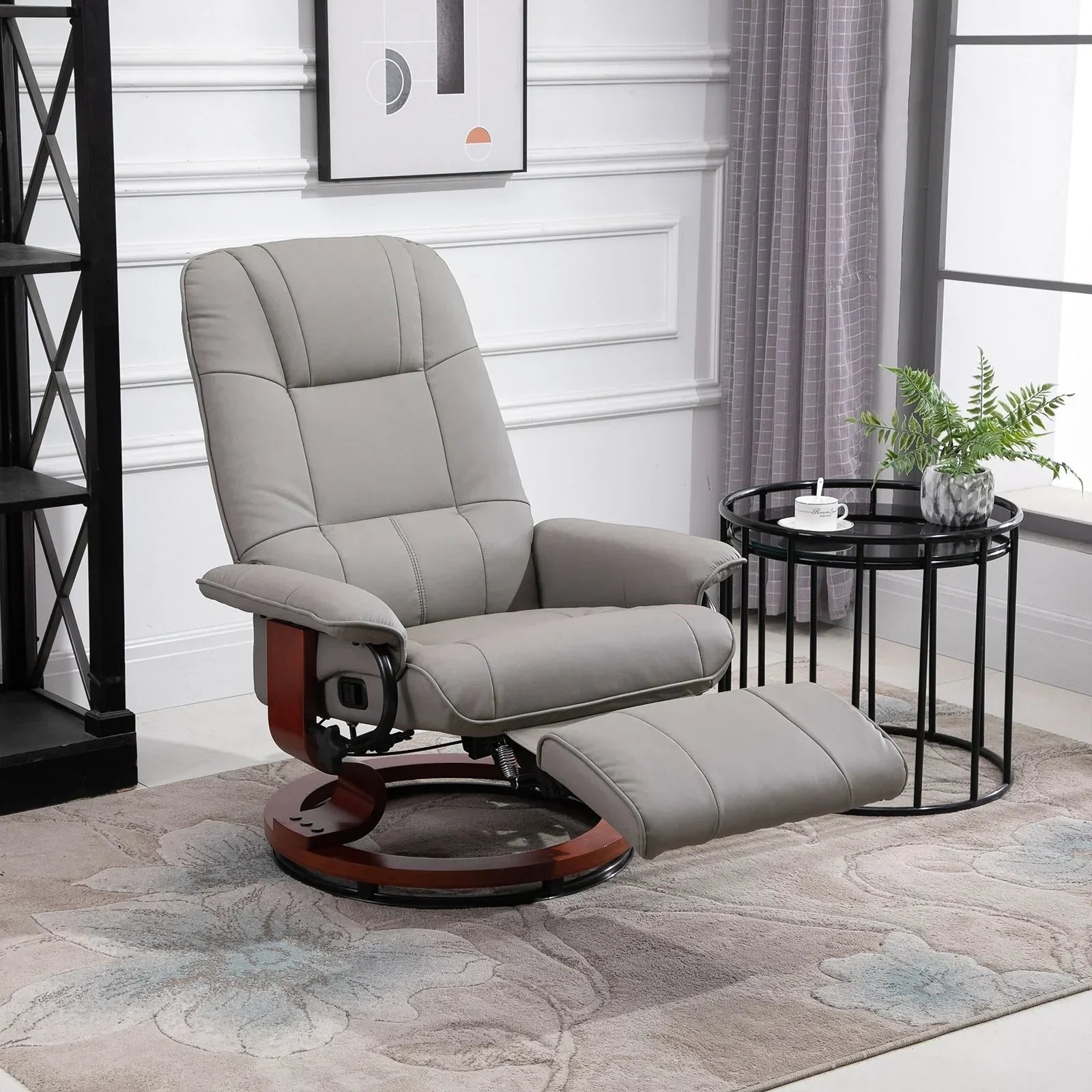 Fauteuil inclinable manuel pivotant en similicuir HomCom avec repose-pieds confortable et relaxant