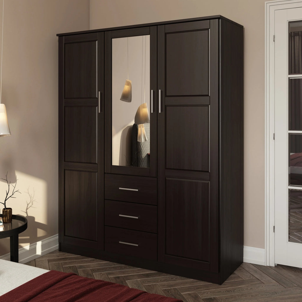 Palace Imports Armoire Cosmo 3 portes 100 % bois massif avec portes en bois massif ou portes miroir