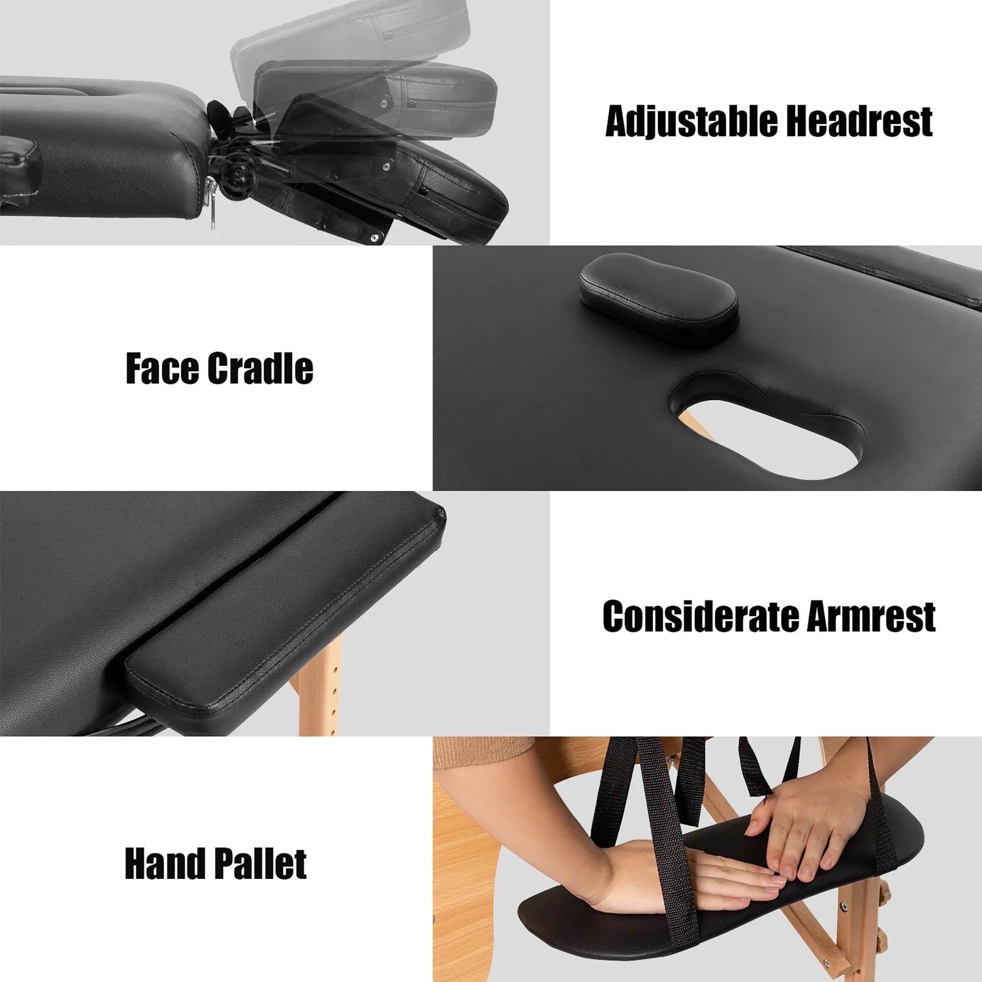 Table de Massage Portable 84L Réglable pour Soins du Visage, Tatouage, avec Housse de Transport