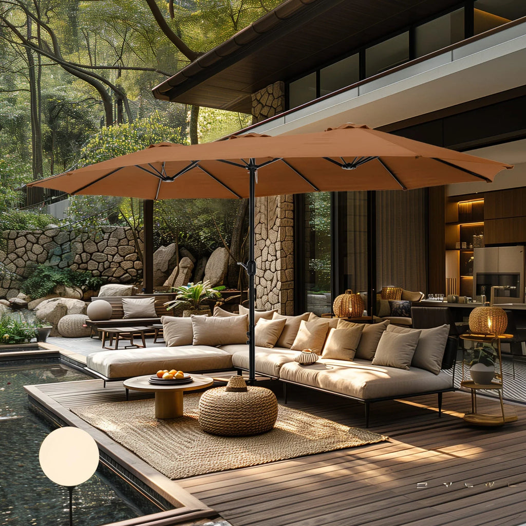 MAISON ARTS Grand Parasol Double Face de 4,5 m avec Base Incluse pour Patio