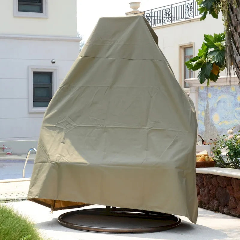 Fauteuil suspendu en forme d'œuf avec support métallique, cadre en osier et coussin – Beige / Bleu anthracite / Blanc / Bleu / Blanc antique / Marron / Toile, 2 places