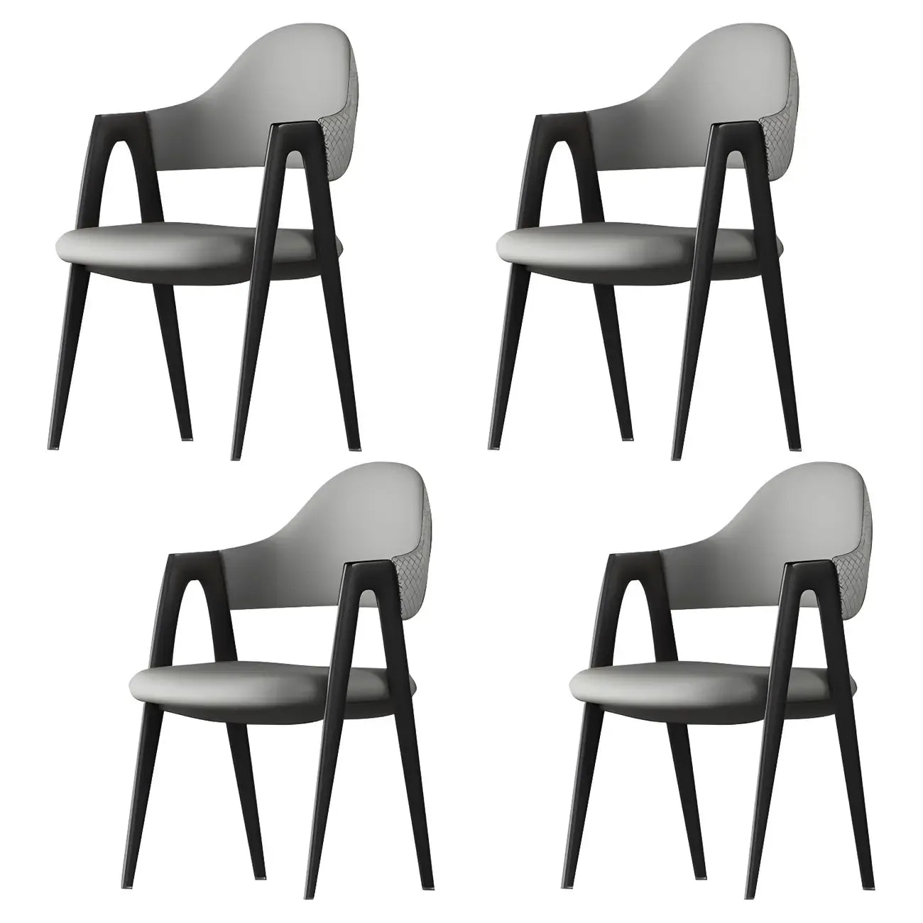 Chaise de salle à manger moderne en cuir à dossier ouvert et incurvé avec accoudoirs
