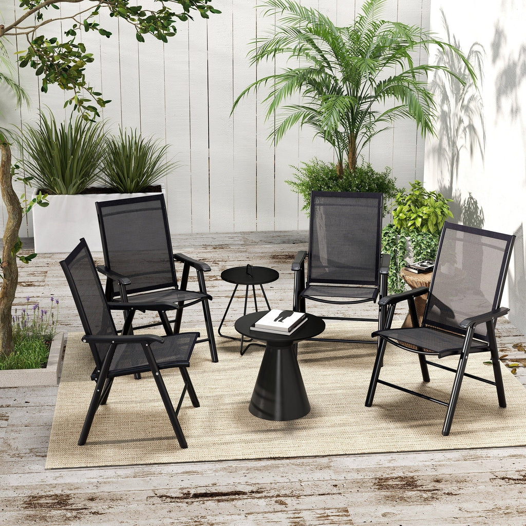 Lot de 4 chaises pliantes Outsunny au design simple et élégant, confortables pour la terrasse, le jardin et les voyages