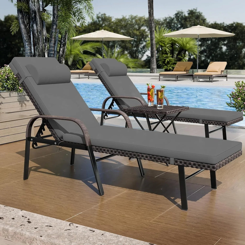Ensemble de 3 chaises longues d'extérieur Kullavik
