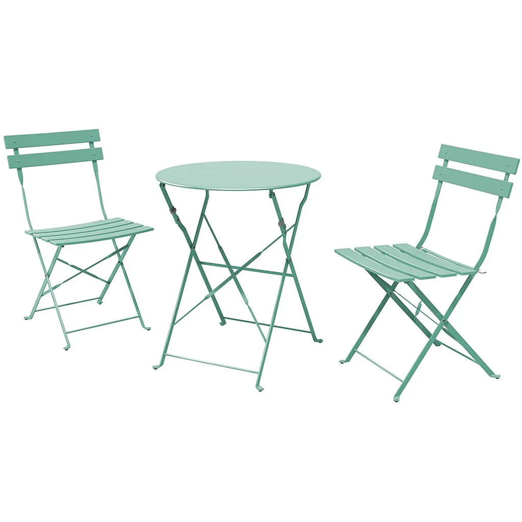 Ensemble bistrot pliant en métal 3 pièces, salon de conversation intérieur/extérieur résistant aux intempéries pour patio, cour, jardin