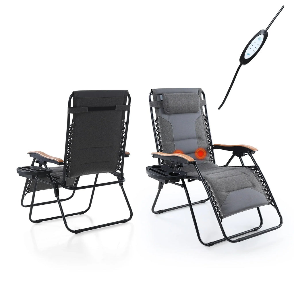 Fauteuil de relaxation zéro gravité XL surdimensionné rembourré avec accoudoirs plus larges et porte-gobelet réglable - N/A