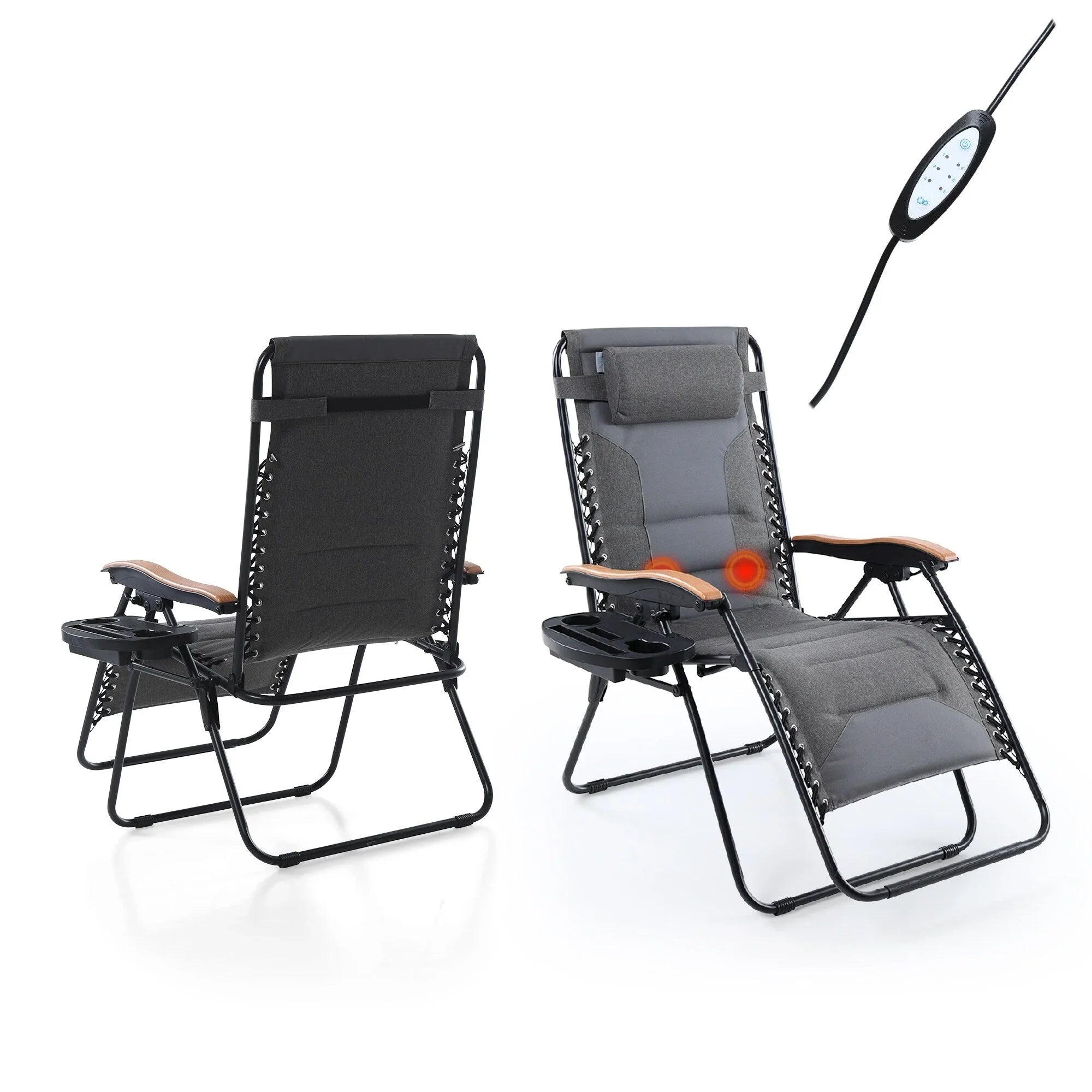 Fauteuil de relaxation zéro gravité XL surdimensionné rembourré avec accoudoirs plus larges et porte-gobelet réglable - N/A