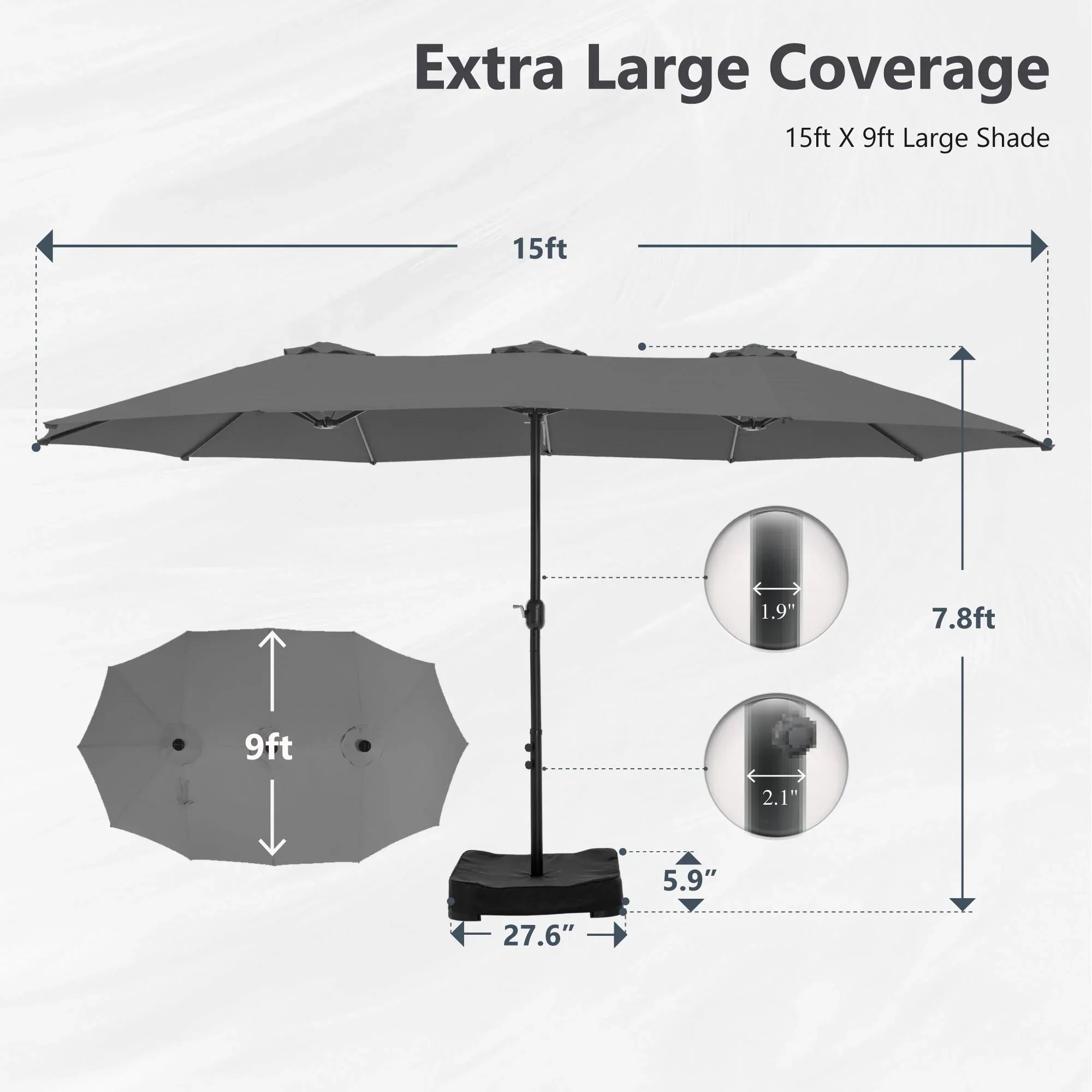MAISON ARTS Grand Parasol Double Face de 4,5 m avec Base Incluse pour Patio