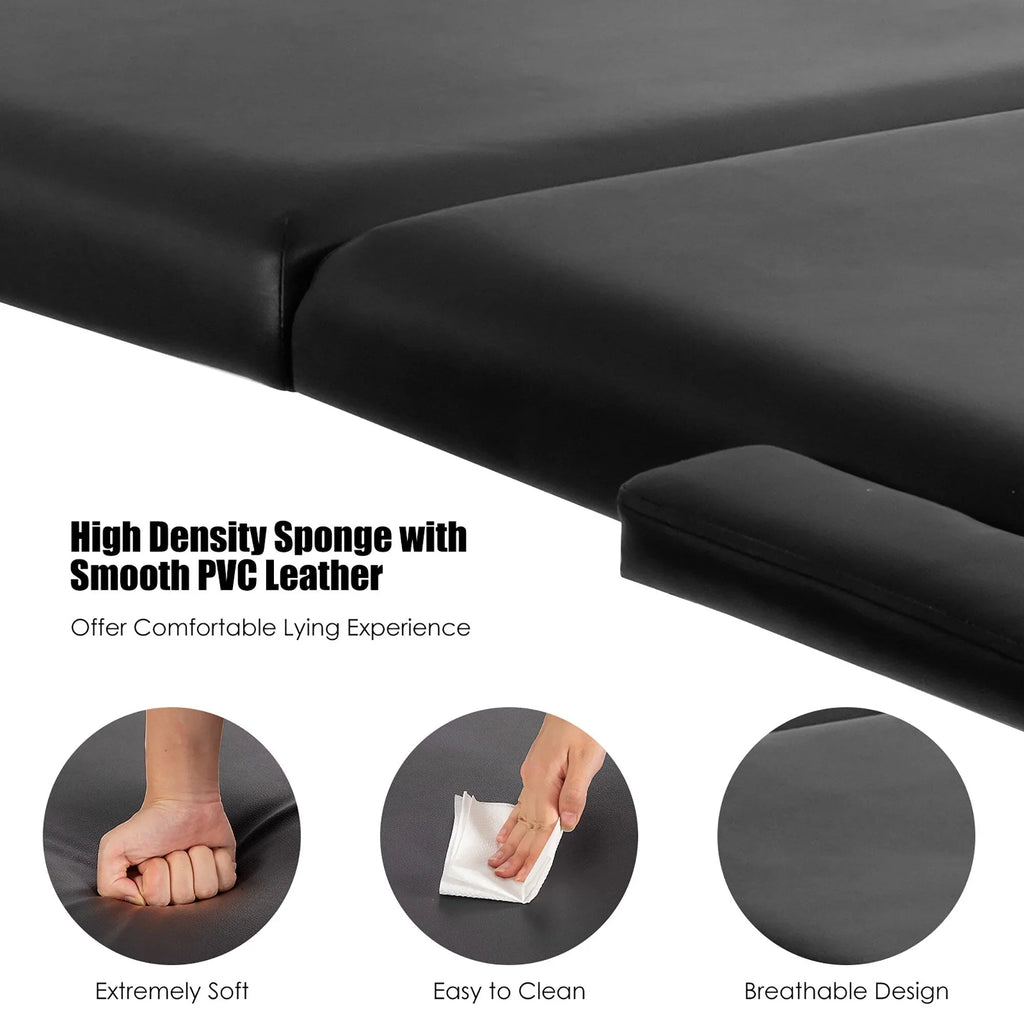 Table de Massage Portable 84L Réglable pour Soins du Visage, Tatouage, avec Housse de Transport