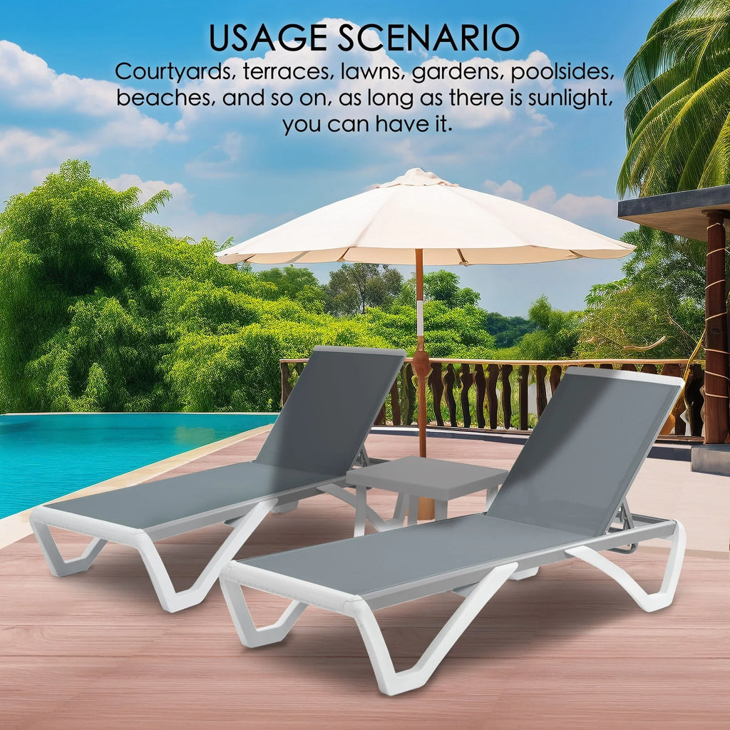 Kozyard Alan Chaise longue de patio inclinable et réglable, entièrement plate, en aluminium et résine de polypropylène