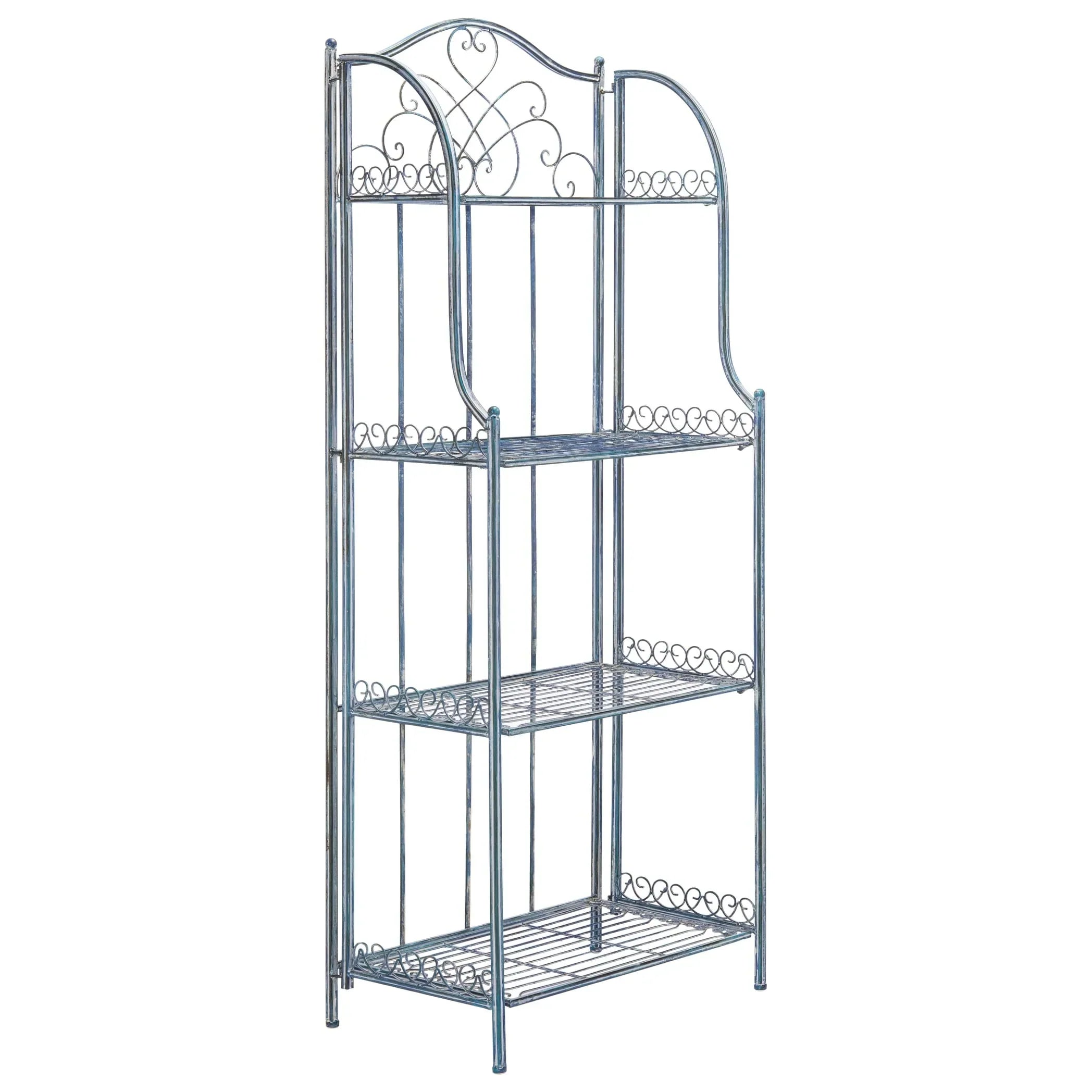 SAFAVIEH Bryn Étagère de boulanger d'extérieur victorienne en fer forgé à 4 niveaux - 63,5 cm l x 38,1 cm P x 160 cm H - 25L x 15P x 63H