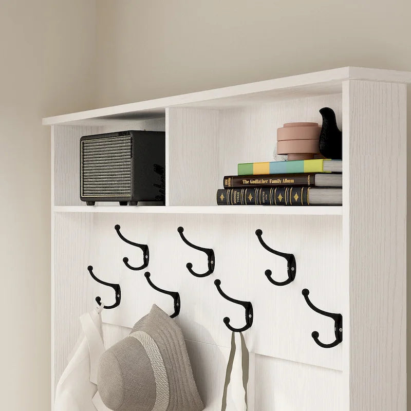 Banc à chaussures porte-manteau de 174 cm – Meuble d'entrée 4 en 1 avec banc de rangement
