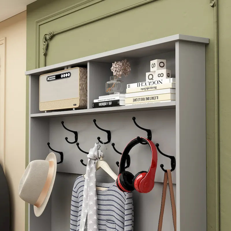 Banc à chaussures porte-manteau de 174 cm – Meuble d'entrée 4 en 1 avec banc de rangement