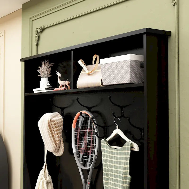 Banc à chaussures porte-manteau de 174 cm – Meuble d'entrée 4 en 1 avec banc de rangement