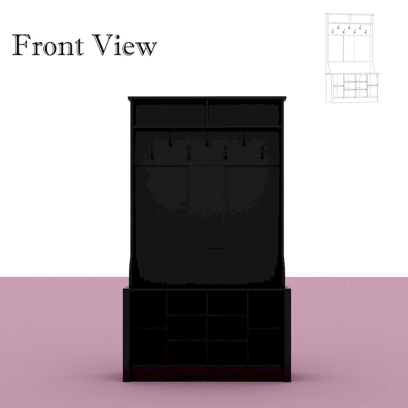 Banc à chaussures porte-manteau de 174 cm – Meuble d'entrée 4 en 1 avec banc de rangement