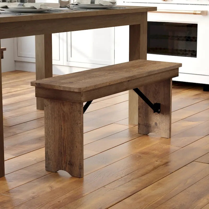 40 x 12 Antique Rustic Solid Pine Folding Farm Bench