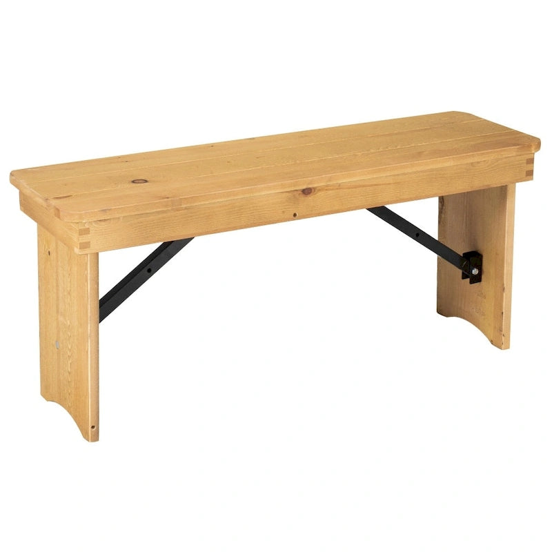 Banc de ferme pliant rustique en pin massif 40 x 12, style ancien