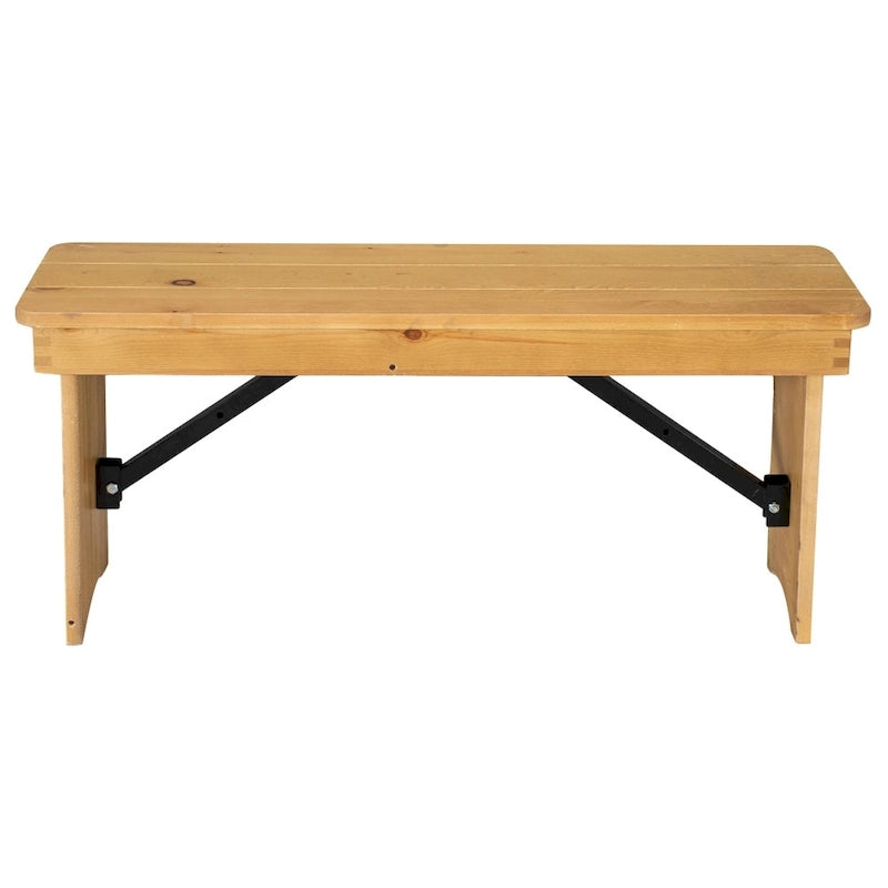 Banc de ferme pliant rustique en pin massif 40 x 12, style ancien