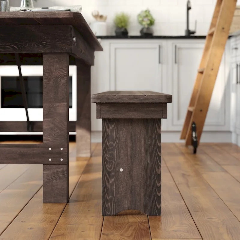Banc de ferme pliant rustique en pin massif 40 x 12, style ancien