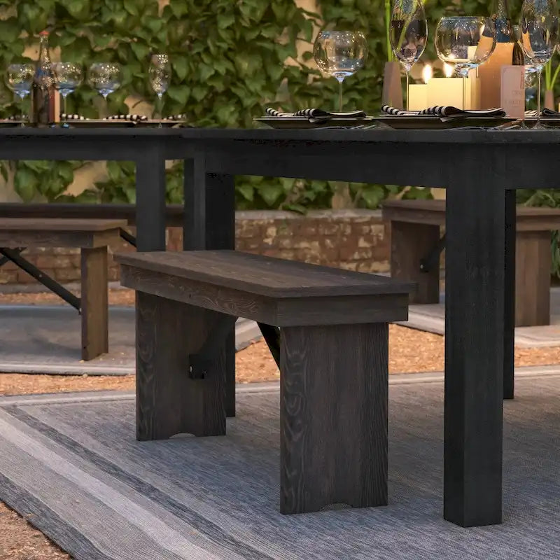 Banc de ferme pliant rustique en pin massif 40 x 12, style ancien