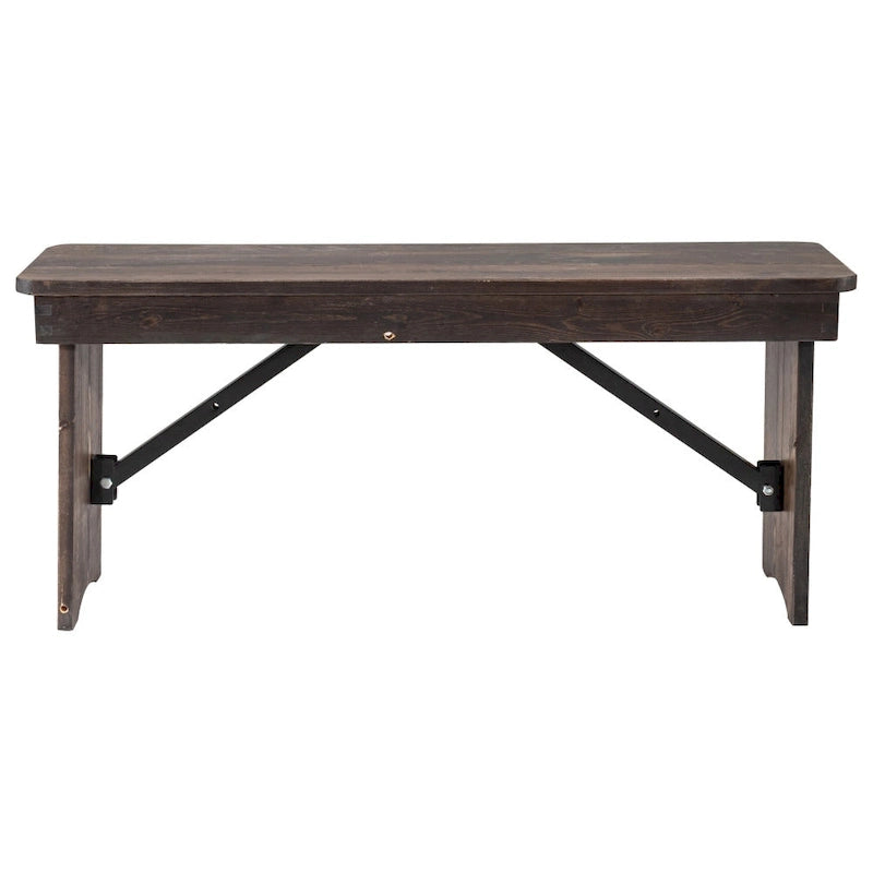 Banc de ferme pliant rustique en pin massif 40 x 12, style ancien