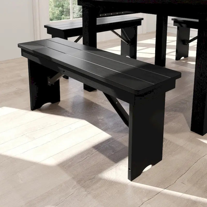 Banc de ferme pliant rustique en pin massif 40 x 12, style ancien