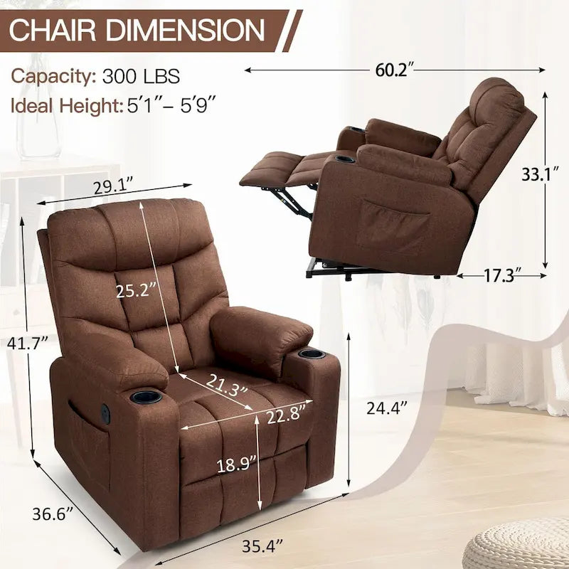 Fauteuil inclinable releveur AECOJOY pour personnes âgées avec massage et port de charge USB