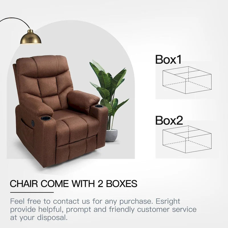 Fauteuil inclinable releveur AECOJOY pour personnes âgées avec massage et port de charge USB