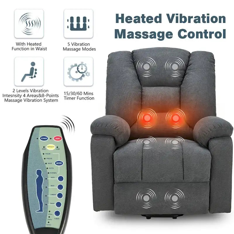 Fauteuil inclinable releveur AECOJOY pour personnes âgées avec massage et port de charge USB
