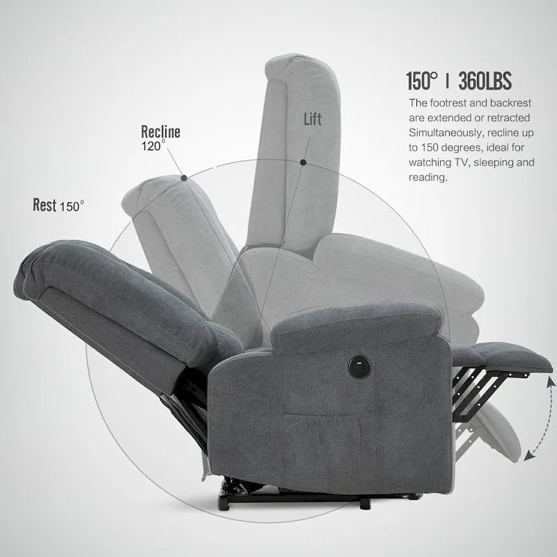 Fauteuil inclinable releveur AECOJOY pour personnes âgées avec massage et port de charge USB