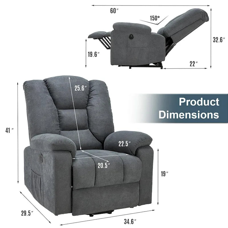 Fauteuil inclinable releveur AECOJOY pour personnes âgées avec massage et port de charge USB