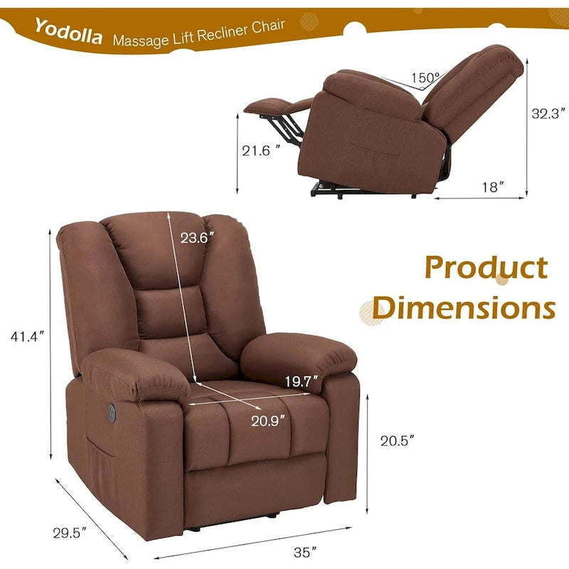 Fauteuil inclinable releveur AECOJOY pour personnes âgées avec massage et port de charge USB